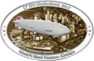 100 Francs Cfa Burkina Faso 2017 " Lz 129 Hindenburg ",  25g Zinc Silver Plated