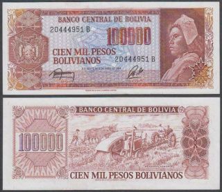 Bolivia,  100,  000 Pesos Bolivianos,  D.  1984,  Xf,  P - 171 (a)