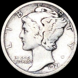1921 - D Mercury Silver Dime Nicely Circulated High End Denver Collectible Coin Nr
