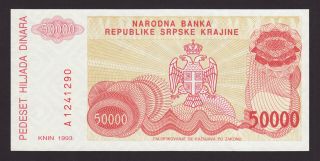 Croatia (republika Srpska Krajina) - 50000 Dinara,  1993 - Pr 21 - Unc