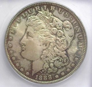 1888 - O Morgan Silver Dollar Icg Ms65 Valued At $375 Rainbow Toning