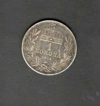 Hungary Franz Joseph I 1 Korona 1914 Silver