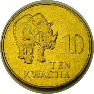 Elf Zambia 10 Kwacha 1992 Rhino