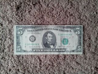 1981 Series A $5 Five Dollar Banknote,  Circulated,  Crisp,  Xf,  Green Seal
