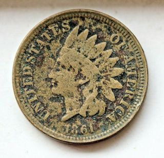 Antique Civil War Era 1861 Indian Head Penny Us Coin Cent Good Shape Definition