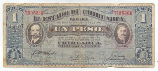 Mexico (estado De Chihuahua) 1 Peso 1914,  P - S529