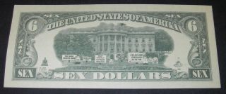 Vintage Novelty Fake Funny Money $6 Sex Dollar Bill Clinton Slick Williie 2