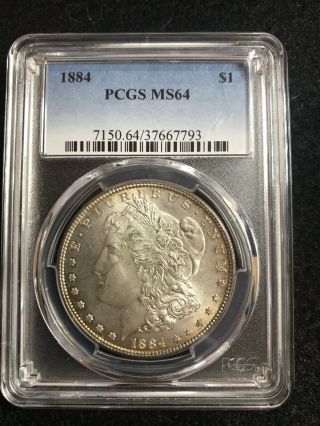 1884 Morgan Silver $1 Dollar Pcgs Ms64 With Reverse Toning.