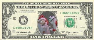 Nightmare Before Christmas Sandy Claws / Santa {color} Dollar Bill - Real Money