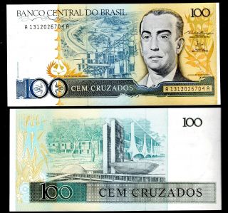 Brazil In S.  America,  1 Pce Of 100 Cruzados 1987,  P - 211b,  Unc From Bundle