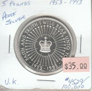 United Kingdom 5 Pounds 1993 Silver Proof
