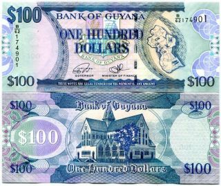 Guyana 100 Dollars Nd 2016 P 36 Unc