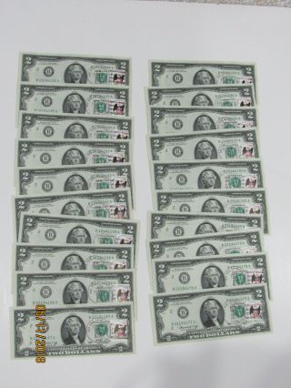 Series 1976 $2 Frn Notes First Day Of Issue Stamped / Cancelled Some Consecutive