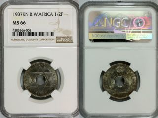 1937 - Kn British West Africa 1/2 Penny Ngc Ms66
