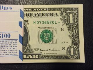 (1) 1999 Star Note $1 Dollar Bill,  St Louis,  Crisp,  Consecutive,  Uncirculated