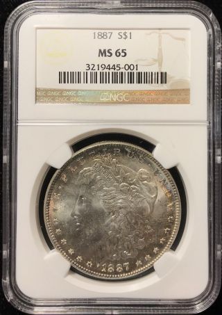 1887 Morgan $1 Silver Dollar Ngc Ms 65 Subtle Rim Toning