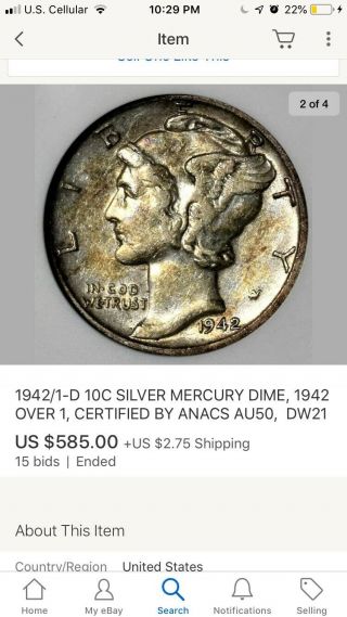 1942/1 D Mercury Dime - Overdate Error 1942 Over 1