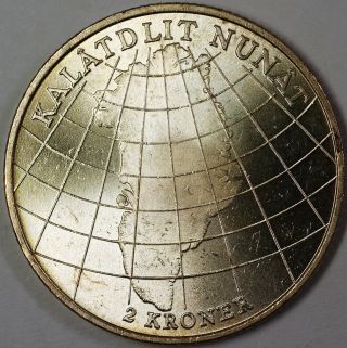 1952 Denmark 2 Kroner Brilliant Uncirculated Commemorative Greenland Silver Coin