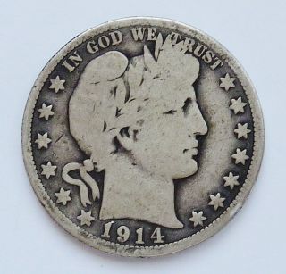 Semi - Key 1914 - P U.  S.  Barber Silver Half Dollar