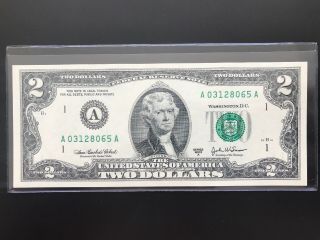 2003 A $2 Two Dollar Bill (boston " A "),  Uncirculated