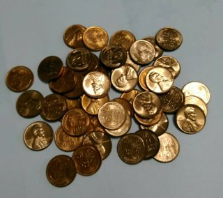 Full Roll (50) 1958 - D Lincoln Wheat Pennies - Ms Red