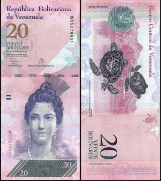 Venezuela 20 Bolivares,  2007 - 2017,  P - 91,  Unc World Currency -