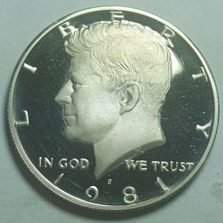 1981 S Proof Kennedy Half Dollar Type 2 Clear & Flat " S " Dcam Bu