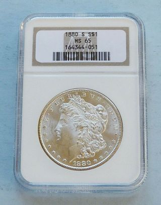 1880 - S U.  S.  Morgan Silver Dollar Ngc Certified & Graded Ms 65