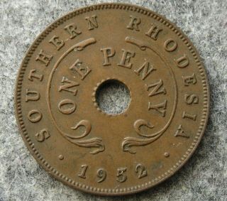 Southern Rhodesia George Vi 1952 Penny,  Bronze Patina