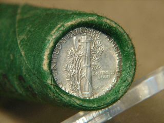 Old Unsearched Shotgun Mercury Dime Silver Roll Of 50 Coins Fsb & 1945 D/d Ends