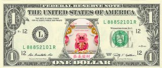 Year Of The Pig {color} Dollar Bill - Real Money - Happy Year 2019