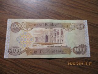 One Thousand Iraqi Dinar Iqd - (1) 1,  000 Note Authentic