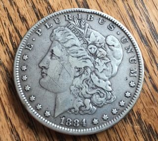 1884 P Morgan Silver Dollar - 90 Silver - Detail - Plastic Round