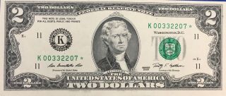 2009 $2 Dollar Federal Reserve Star Note Choice Crisp Uncirculated