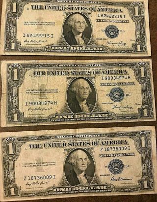 1935 E 2 Us $1 Dollar Bill Silver Certificate Blue Seal Notes &1 1935 F
