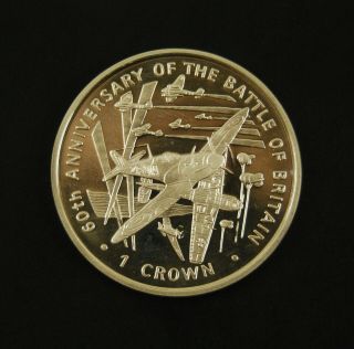 2000 Isle Of Man 1 Crown Silver Proof 60th Anniversary Battle Of Britain - Bu
