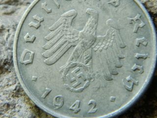 Rare Old Antique 1942 Ww2 Wwii Military Nazi Germany War Eagle Swastika Coin