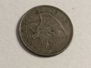 Chile 1916 10 Centavos Small Silver Coin Very