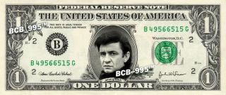 Johnny Cash On A Real Dollar Bill Cash Money Collectible Memorabilia Celebrity