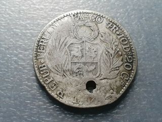 Peru Pasco 4 Reales 1844 10 Ds 20 Gs Holed Scarce