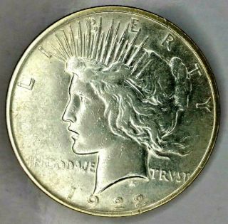1922 - D $1 Liberty Peace Silver Dollar 19lcua0713 90 Silver $1.  00