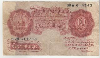 England 10 Shillings 1948 - 49 Issue P368a In Vf