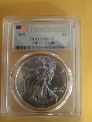 2019 $1 American Silver Eagle Dollar Pcgs Ms69 First Strike