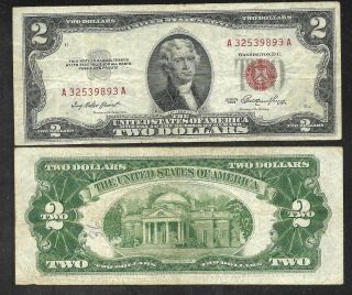 Us $2.  00 (red Seal) U.  S.  Note - 1953 - Fine Or Better