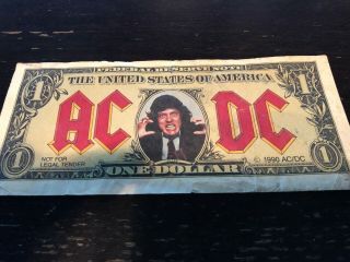 Ac/dc Money Talks Rare Promo Novelty One Dollar Bill 1990