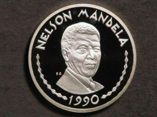 Rwanda 1990 100 Francs Nelson Mandela Silver Crown Proof