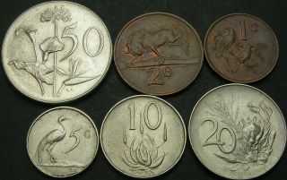 South Africa 1,  2,  5,  10,  20,  50 Cents 1965/1966 - 6 Coins - 2025 ¤