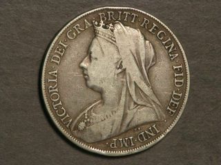 Great Britain 1899 1 Crown Victoria Silver Fine