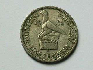 Southern Rhodesia (british) 1951 1 Shillling Coin With George Vi & Circulated