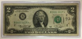 1976 $2 Dollar Bill Star Note Very Low Number B 00013017 Plastic Holder